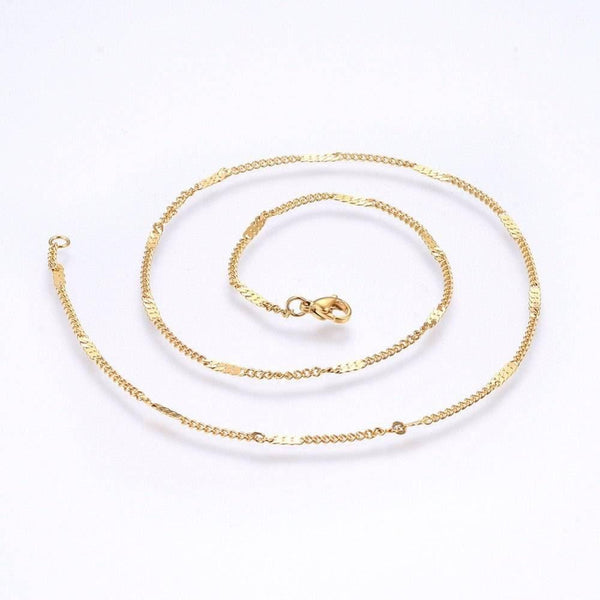 EP Chaine fine dorée fantaisie laiton doré 14K avec fermoir,2mm, 45cm-G0644