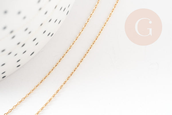 EP Chaine fine dorée gold-filled 14K 1.02mm/45cm, chaine collier avec fermoir création bijoux, x1 (G9238)