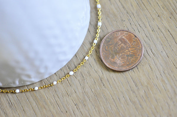 EP Chaine laiton doré 18k fantaisie résine blanche 2mm,1 mètre,G3428