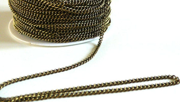 EP Chaine plate bronze, fourniture créative, chaine bijou, création bijoux, grossiste chaine,2 mm, 1 metre,G68
