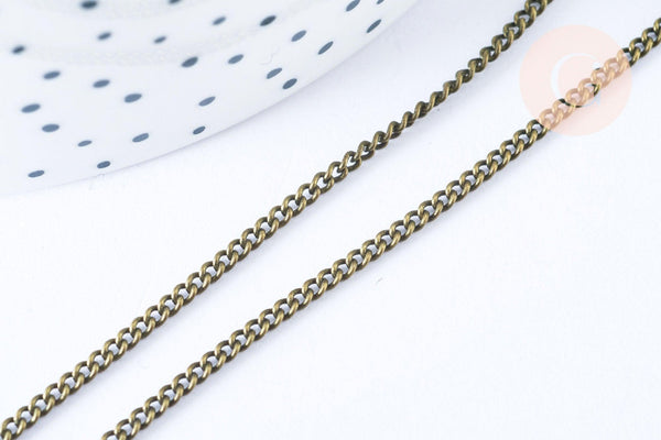 EP Chaine plate laiton bronze 3.7mm, maille non soudée, fournitures pour création de bijoux bronze, la bobine de 92m G6938