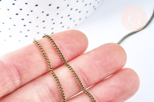 EP Chaine plate laiton bronze 3.7mm, maille non soudée, fournitures pour création de bijoux bronze, la bobine de 92m G6938