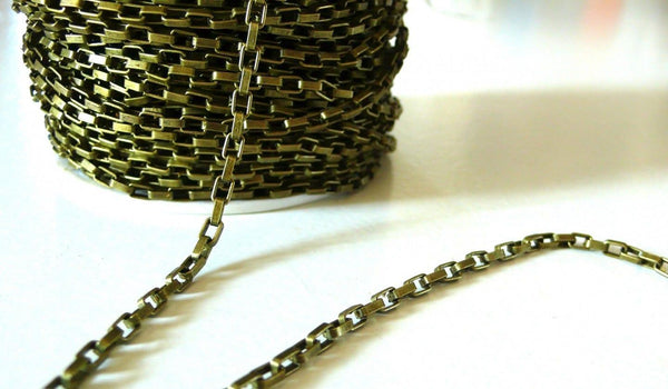 EP Chaine rectangle bronze 4mm, 1 metre,G2663