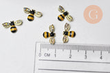 EP-Charm à coller zamac doré abeille émaillée 13.5mm, x 5 (G4752)