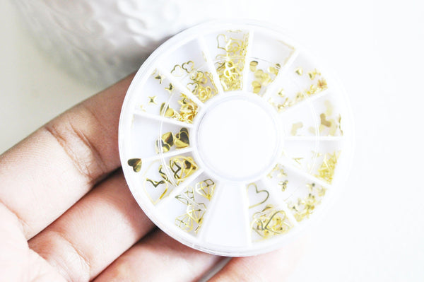 EP Charm à coller zamac doré thème coeur pour décorer pierres et bijoux,4-5mm, boite de 200, x1 G4310