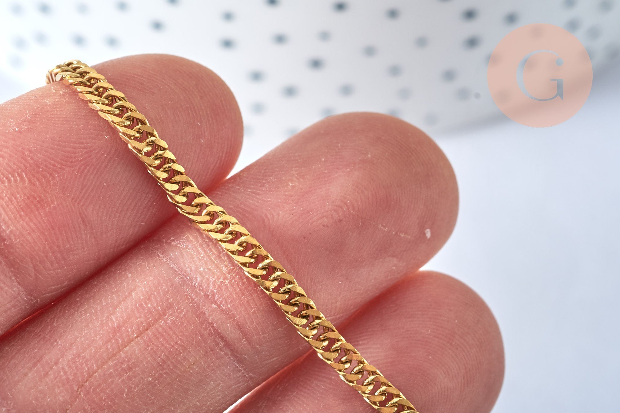 EP Collier avec fermoir acier dorée 14k maille plate 2.8mm/50cm, x1 G1176
