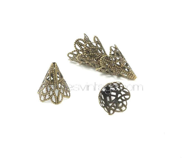 EP Cônes métal bronze dentelle 20mm, x25 (G0739)