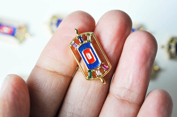 EP -Connecteur rectangle émaillé zircons coloré 26.5mm, x1 (G4086)