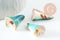 EP-Coquillage bleu naturel spirale Conch perce 27mm, x5 (G0449)