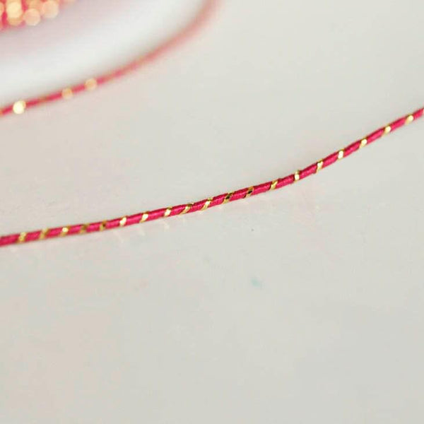 EP Cordon rose foncé or, fabrication bijoux,création bijoux,ruban mariage,fourniture créative, scrapbooking, 1.5mm, longueur 1 mètre-G1170