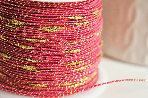 EP Cordon rose foncé or, fabrication bijoux,création bijoux,ruban mariage,fourniture créative, scrapbooking, 1.5mm, longueur 1 mètre-G1170