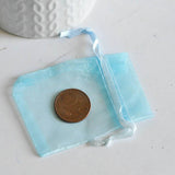 EP ÉPUISÉ Pochette bijou organza bleu turquoise,rangement bijoux, pochette cadeau organdi pochon bijou,pochette tissu,7cm, les 5,G1779