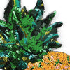 EP -Ecusson brodé à repasser ananas jaune vert doré customisation vêtement, écusson thermocollant fruit,patch écusson brodé,28cm, x1,G2863