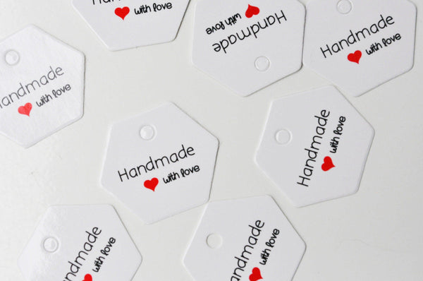 EP-Etiquette kraft fait main avec amour préparation paquet cadeau, emballage cadeau,sachet mariage, 30x35mm, x20 G4148