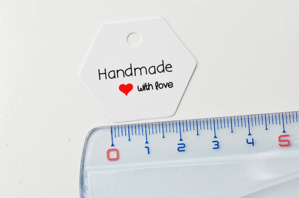 EP-Etiquette kraft fait main avec amour préparation paquet cadeau, emballage cadeau,sachet mariage, 30x35mm, x20 G4148