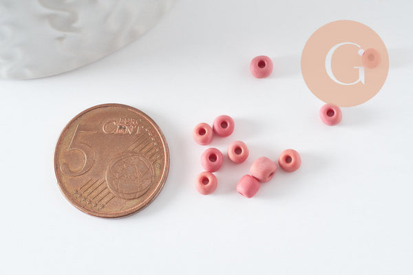 EP-Grosses perles rocaille verre rose mat 4mm, x10g (G3735)