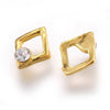 EP Losange à coller zamac doré et zircon,fournitures à coller pour décorer pierres et bijoux en inclusion résine,7x5.5mm, x 2 G4665