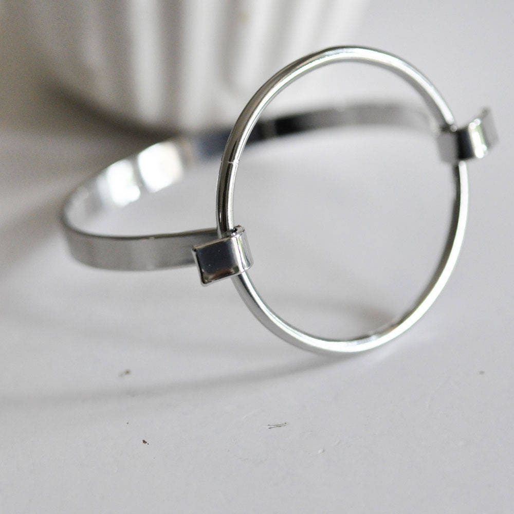 EP Manchette jonc minimaliste argenté or blanc 50mm, x1 (G6589)