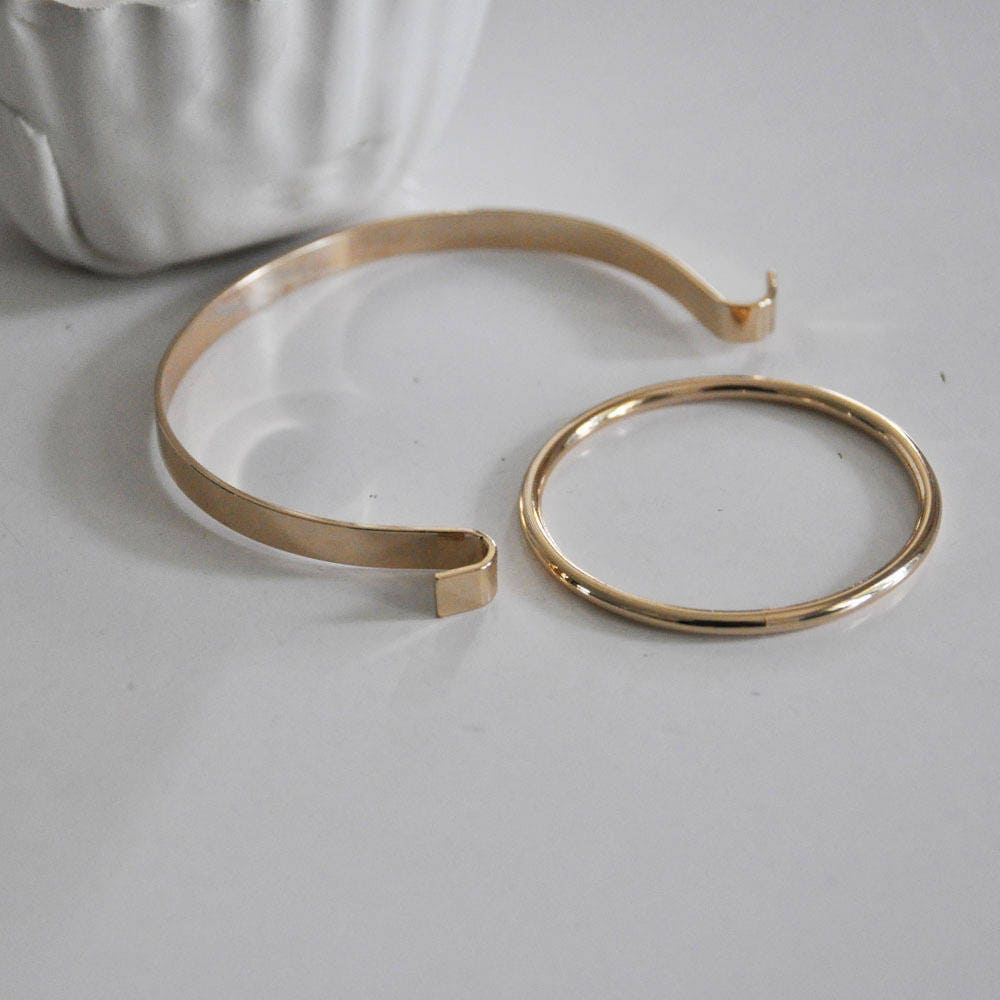 EP Manchette jonc minimaliste or rose, fournitures créatives, bracelet or rose, création bijoux, bijou géométrique, 50mm