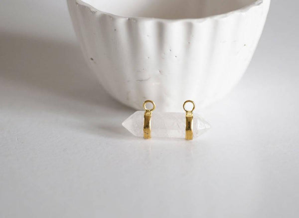 EP OFF Pendentif Pointe support doré double anneau cristal transparent