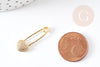 EP-Pendentif Epingle à nourrice coeur laiton doré 18k cristal 26.5mm,x1 (G3094)