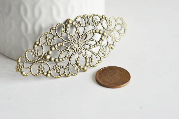 EP Pendentif Estampe fleur filigrane bronze, fourniture créatives, charm dentelle , pendentif bronze,81mm