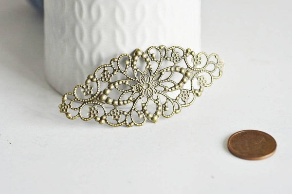 EP Pendentif Estampe fleur filigrane bronze, fourniture créatives, charm dentelle , pendentif bronze,81mm