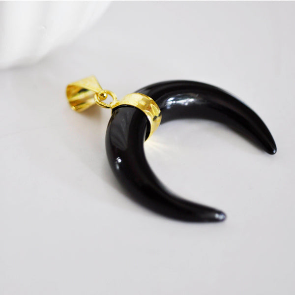 EP Pendentif Lune agate noire,creation bijou, Pendentif bijoux, pendentif pierre, pierre naturelle, agate naturelle, 32mm-G837