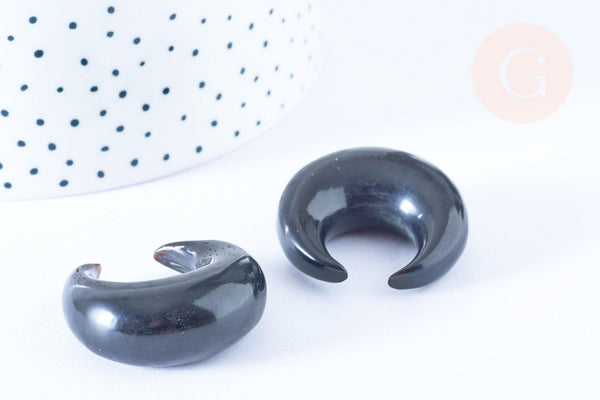 EP Pendentif Lune corne noire naturelle 37x14mm, pendentif lune en corne naturelle blanche, piercing écarteur corne naturelle x1, x1 - G6481