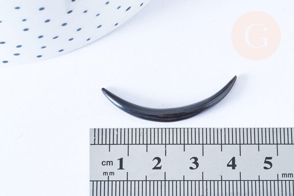 EP Pendentif Lune corne noire naturelle 47x4mm, pendentif lune en corne naturelle noire,piercing écarteur corne naturelle x1- G6485