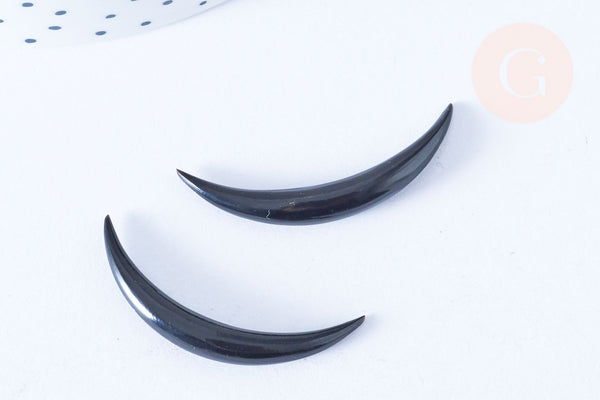 EP Pendentif Lune corne noire naturelle 47x5mm, pendentif lune en corne naturelle noire, piercing écarteur corne naturelle x1 - G6484