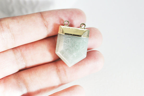 EP Pendentif aventurine hexagone doré,pendentif bijoux pierre,pendentif pierre,aventurine naturelle,pendentif aventurine,28mm,G2983