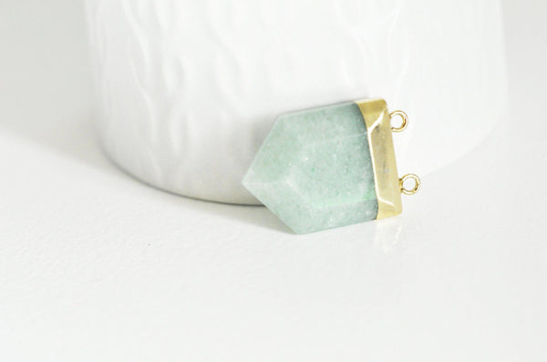 EP Pendentif aventurine hexagone doré,pendentif bijoux pierre,pendentif pierre,aventurine naturelle,pendentif aventurine,28mm,G2983