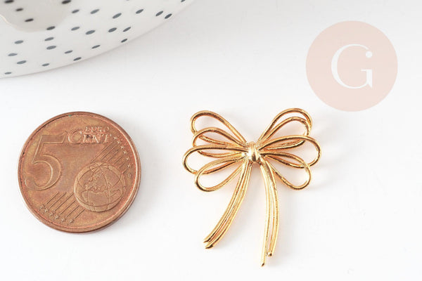 EP-Pendentif connecteur noeud papillon laiton doré 16K 29mm,pendentif doré pour création bijoux DIY, x1 G9239