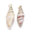EP Pendentif coquillage beige spirale doré, pendentif doré,Pendentif coquillage bijoux,coquillage bijou,coquillage or,38mm, x1,G2665