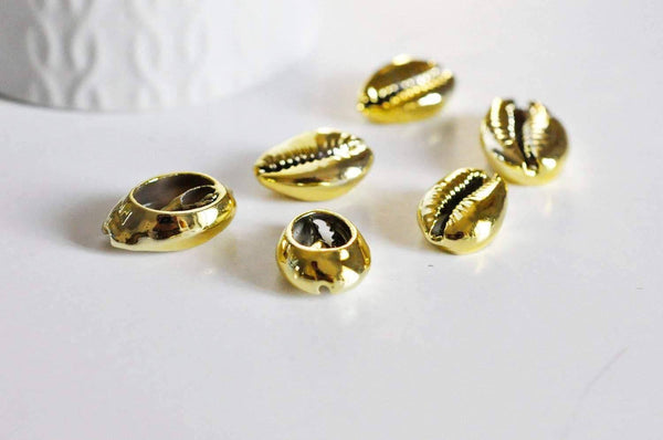 EP Pendentif coquillage cauri doré, coquillage naturel,cauri doré,création bijou, coquillage bijou,coquillage or,20mm,les 5 G8154