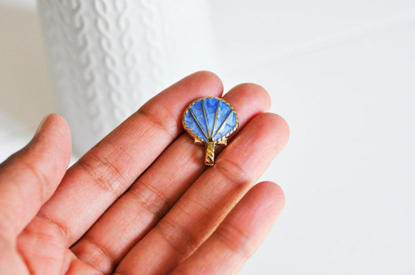 EP Pendentif coquillage doré bleu 24.5mm,x 2 -G0371