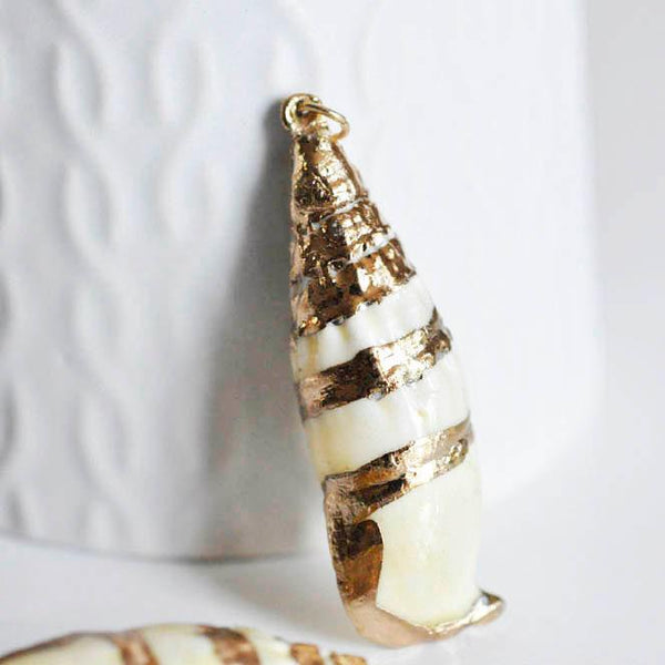 EP Pendentif coquillage naturel spirale doré, fourniture créative, pendentif doré, création bijoux, coquillage bijou,coquillage or, 40mm-G667