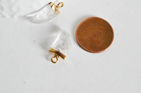 EP Pendentif corne cristal de roche naturel 21mm, x1,G1339