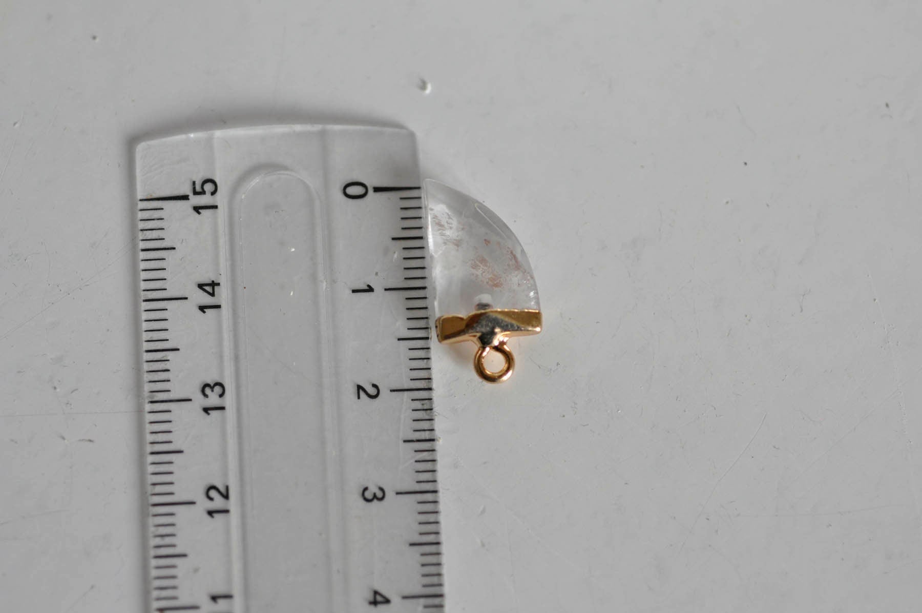 EP Pendentif corne cristal de roche naturel 21mm, x1,G1339