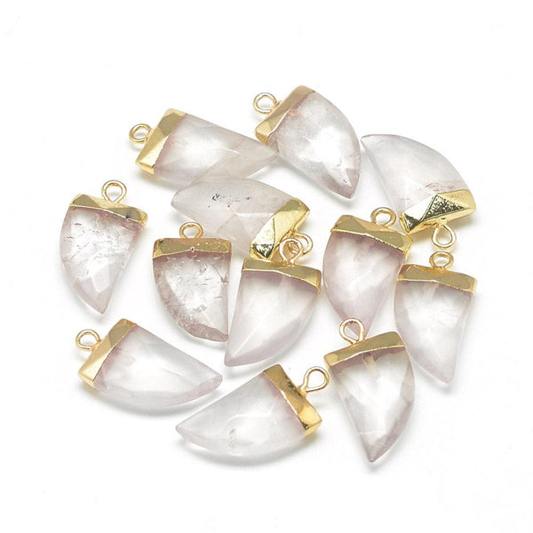 EP Pendentif corne cristal de roche naturel 21mm, x1,G1339