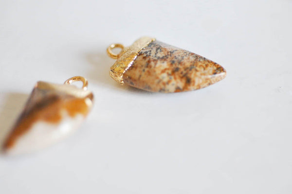 EP Pendentif corne jaspe marron, fournitures créatives,pendentif bijoux, pendentif pierre, jaspe naturel, pendentif jaspe,21mm-G1213