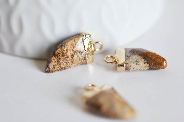 EP Pendentif corne jaspe marron, fournitures créatives,pendentif bijoux, pendentif pierre, jaspe naturel, pendentif jaspe,21mm-G1213