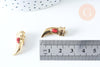 EP-Pendentif corne pierre synthèse acier doré 18K 23mm, x1 (G6353)