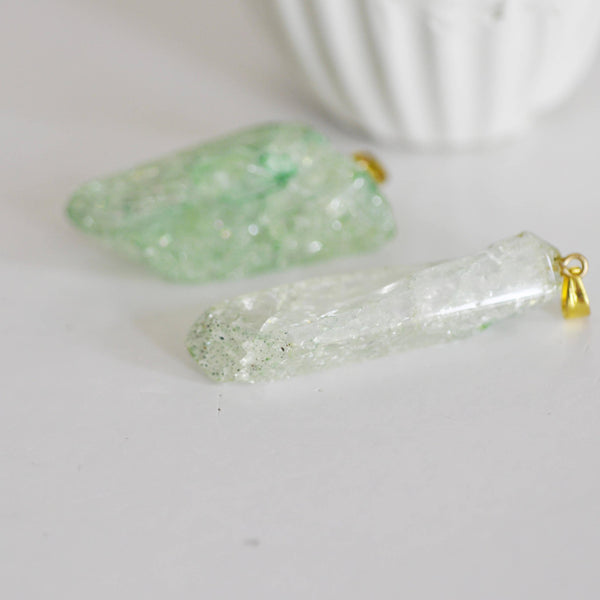 EP Pendentif cristal vert transparent doré,fournitures créatives,pendentif, pendentif pierre,cristal naturel, pendentif cristal,G2355