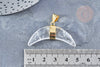 EP Pendentif croissant de lune Cristal de roche naturel support laiton doré 42mm, pierre naturelle x1 G8680
