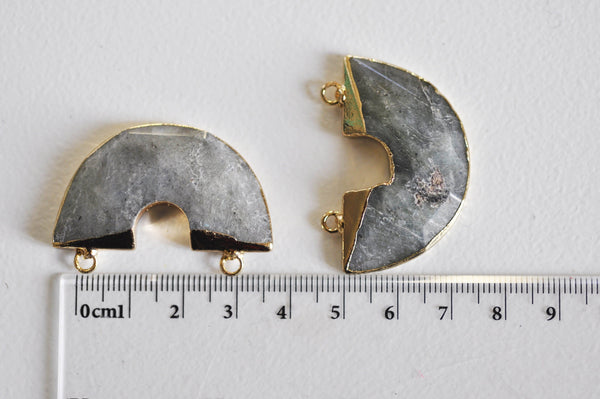 EP Pendentif demi-cercle labradorite,pendentif bijoux, pendentif pierre, labradorite, labradorite naturelle,pendentif rond,41mm-G1399