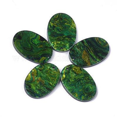 EP -Pendentif en acétate résine vert et noire 20mm, création de bijoux en résine et plastique, x 2 G6871