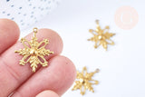 EP-Pendentif flocon de neige laiton brut 19mm, fournitures bijoux laiton brut , x 2 G6469