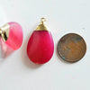 EP Pendentif goutte agate rose, pendentif pierre, support doré, création bijoux, pierre naturelle, création bijoux, 32mm-G1678